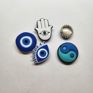 Shoe Charms Eyeball Eye Bling Ying Yang Blue White 5 piece set